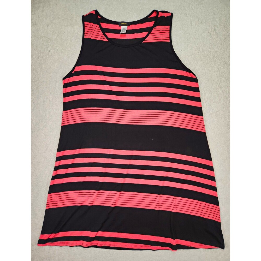Espresso Women's 3X Striped Dress Knit Stretch Scoop Neck Black Pink